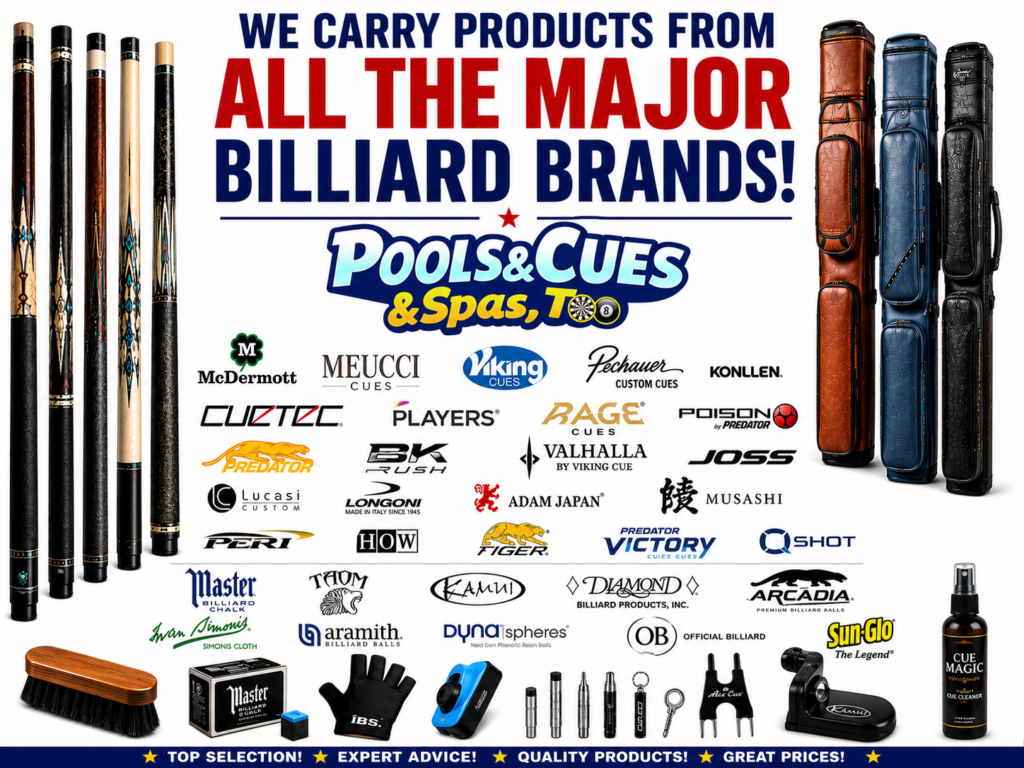 all the major billiard brands at pools and cues auburn ma