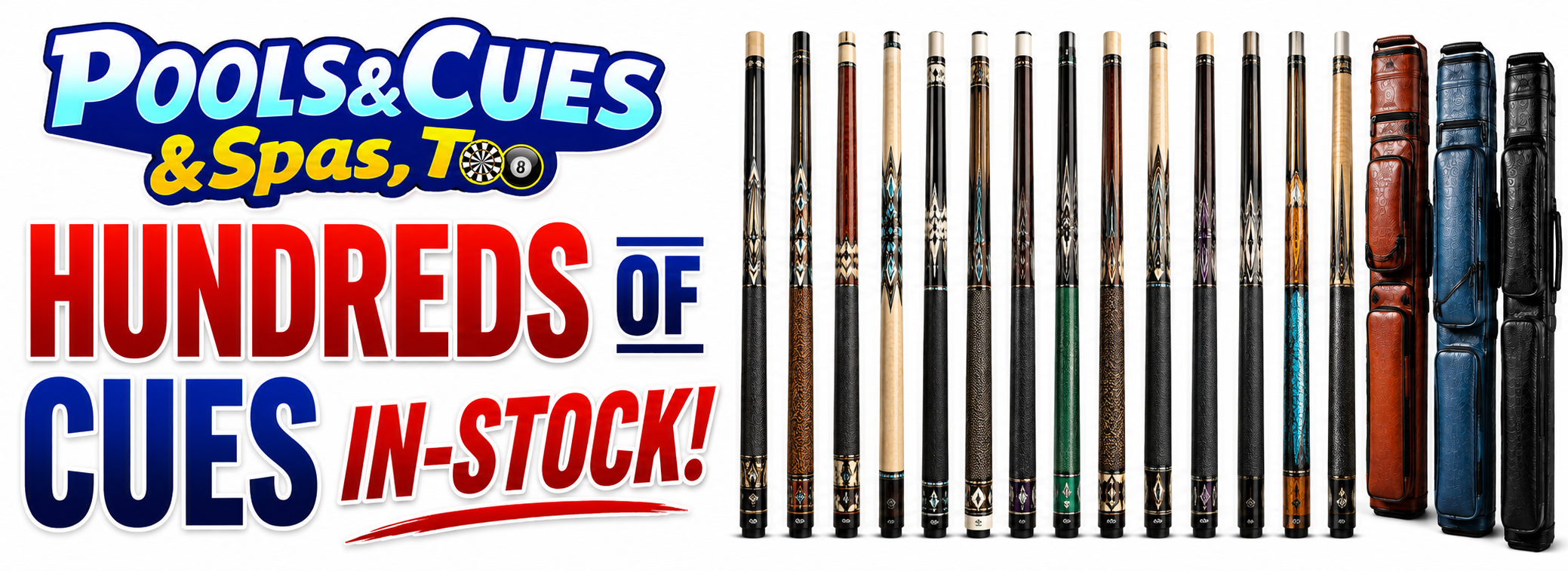 hundreds of cues in stock pools and cues auburn ma